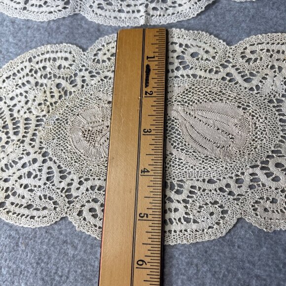 Vintage Crochet Oval Lace Doilies Set Of 2 Handcrafted Decorative Table Linens I - Picture 6 of 9